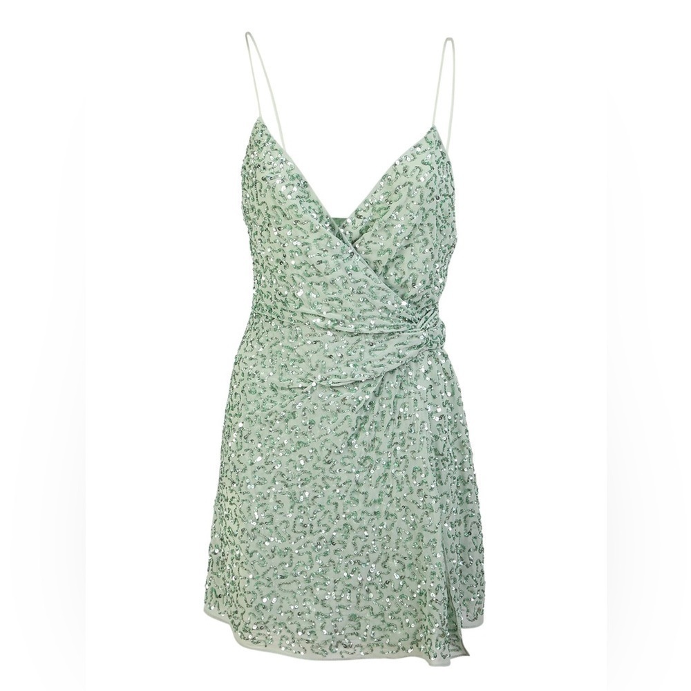 Alice Olivia Celestine Embellished Wrap Minidress - Picture 8 of 8